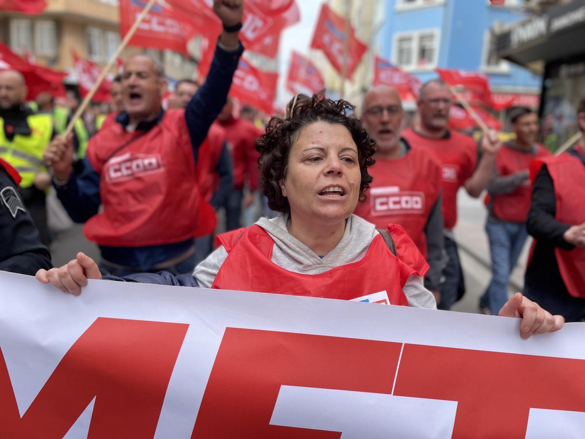 Movilización durante una de las siete jornadas de huelga que se convocaron en el metal de A Coruña