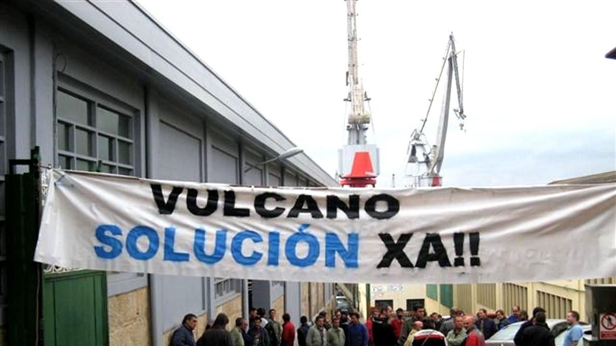 Fotografía de arquivo dunha protesta en defensa dos postos de traballo no estaleiro Vulcano (Vigo)