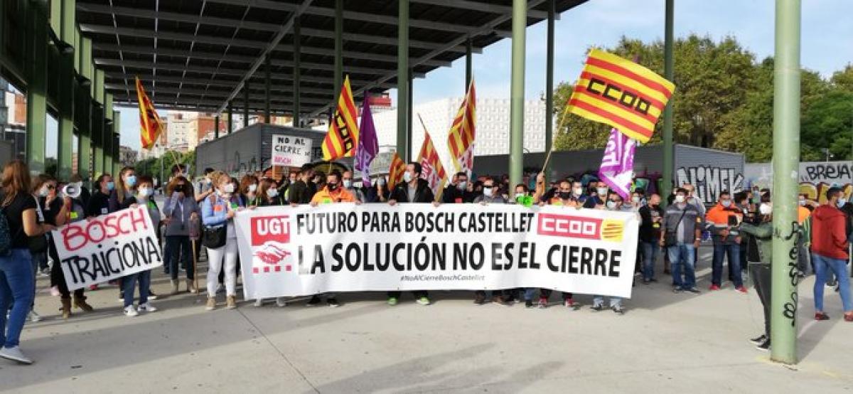 Manifestacin de la plantilla de Robert Bosch Castellet contra el cierre