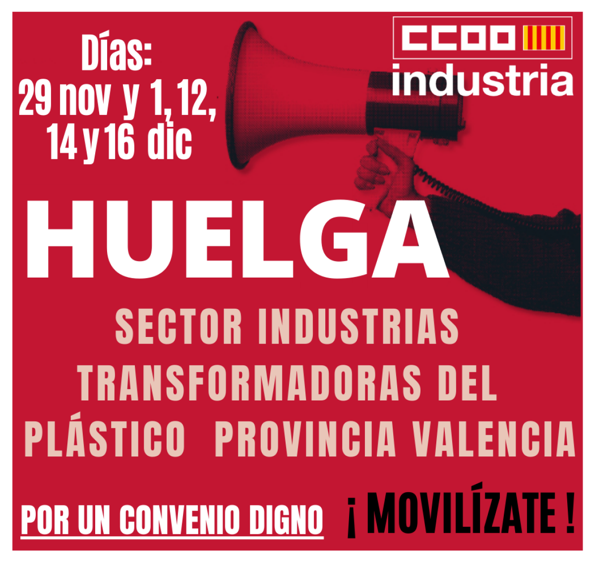 cartel informativo de la huelga del plástico