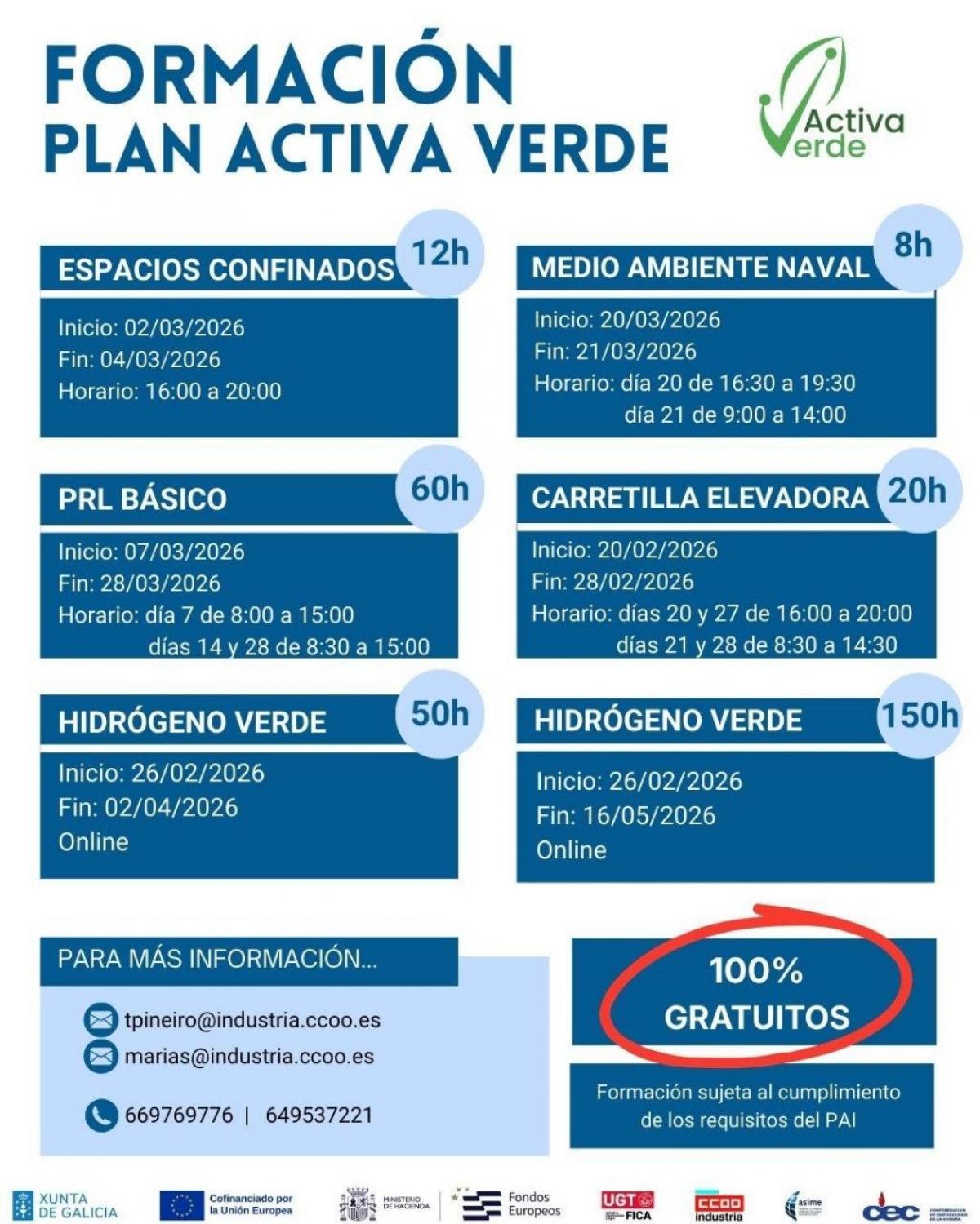 1ª convocatoria de cursos do Plan Activa Verde
