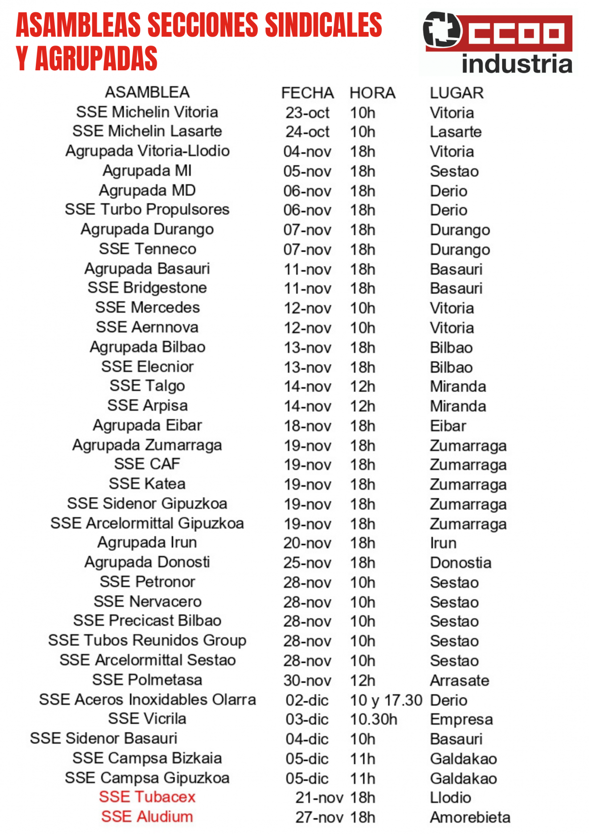 Asambleas Industria Euskadi