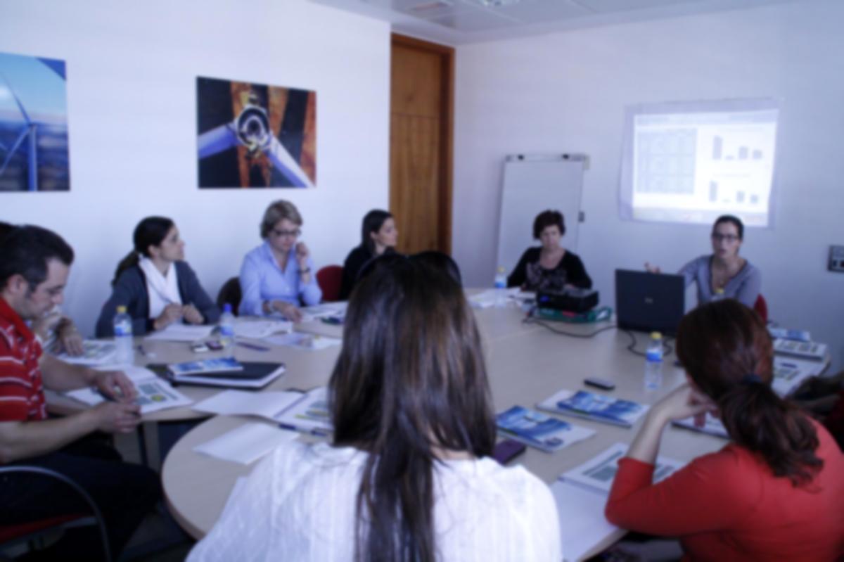 Isabel Rodero interviniendo en las jornadas formativas de Eiffage Energa en Albacete.