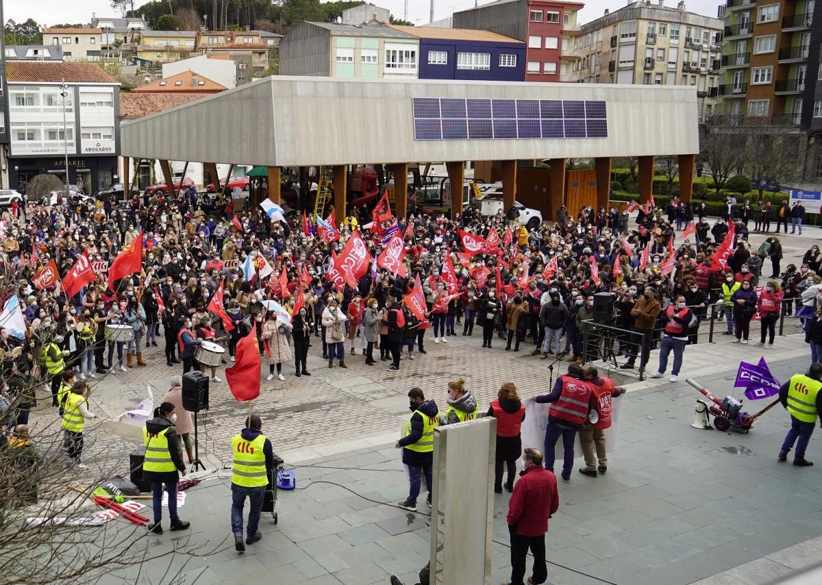 Concentración de trabajadoras del sector durante la huelga de 2022
