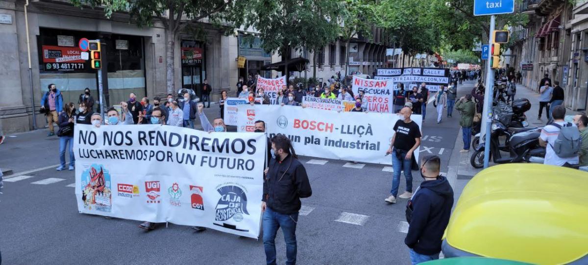 Manifestacin en Barcelona ayer jueves por el cierre de las plantas de Nissan en Catalunya