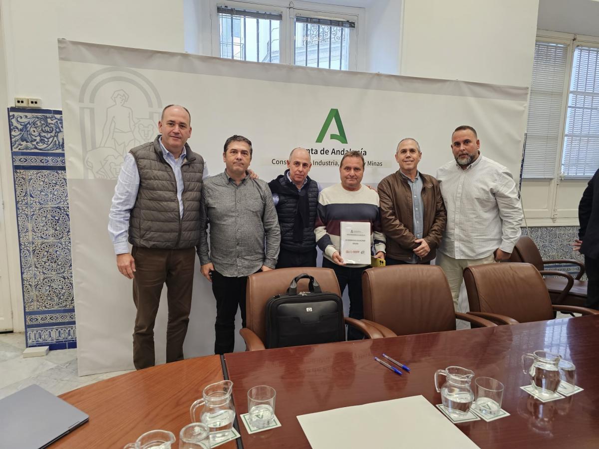 En la Consejería de Energías, Industria y Minas, con el Secretario General CCOO Industria de Andalucía José Hurtado y representación CCOO industria Veiasa Nico Armijo, Jose A. y Rafael.