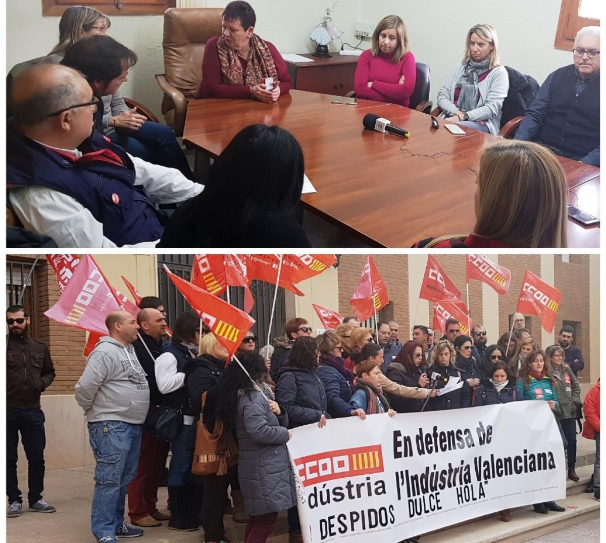 Reunidos con la Alcaldesa y una instantnea de la concentracin.