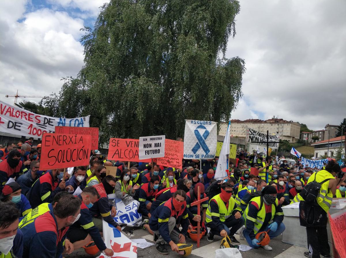 Protesta do persoal de Alcoa-San Cibrao o pasado mes de xullo