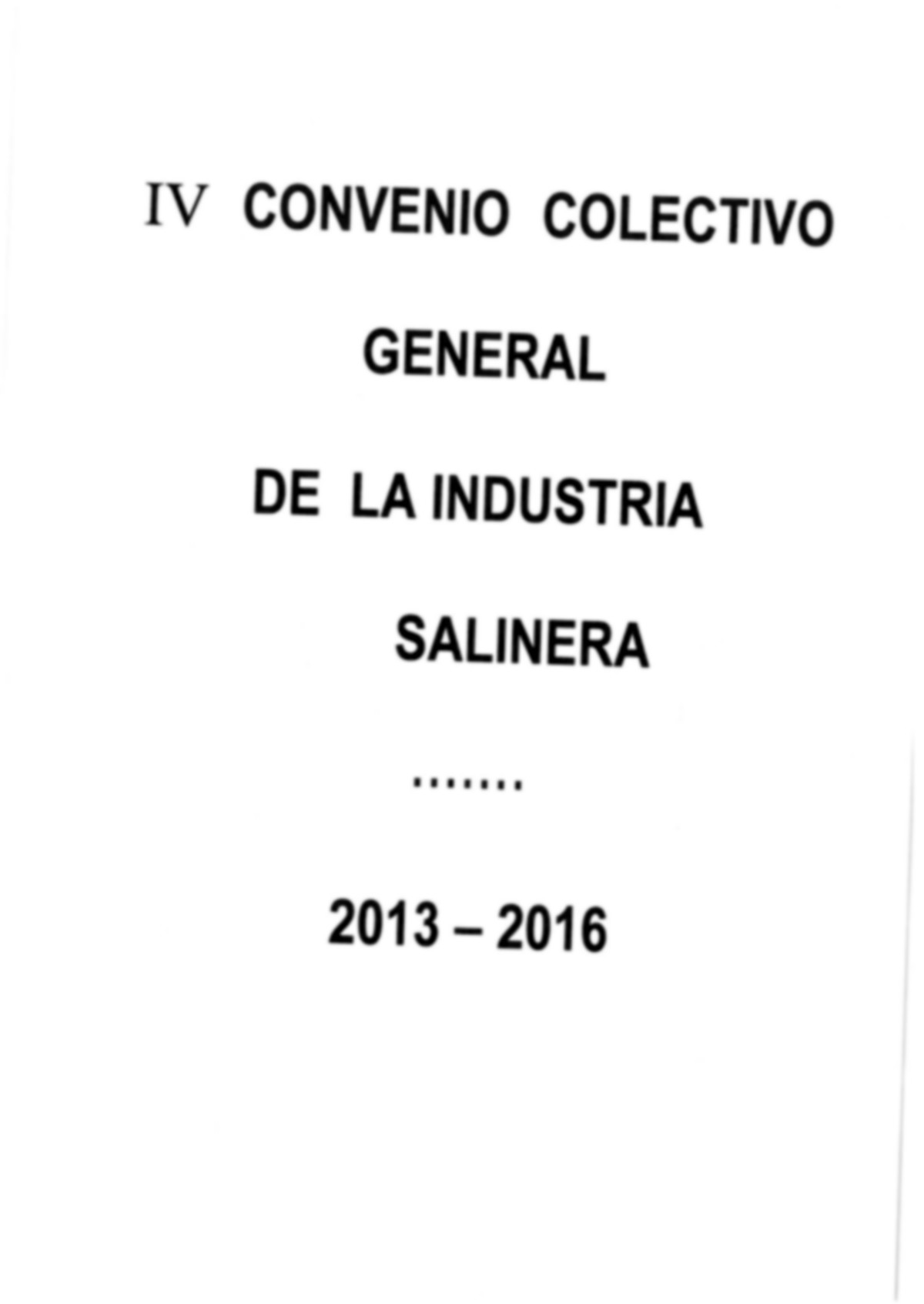 Covenio colectivo general de la industria salinera 2013 - 2016