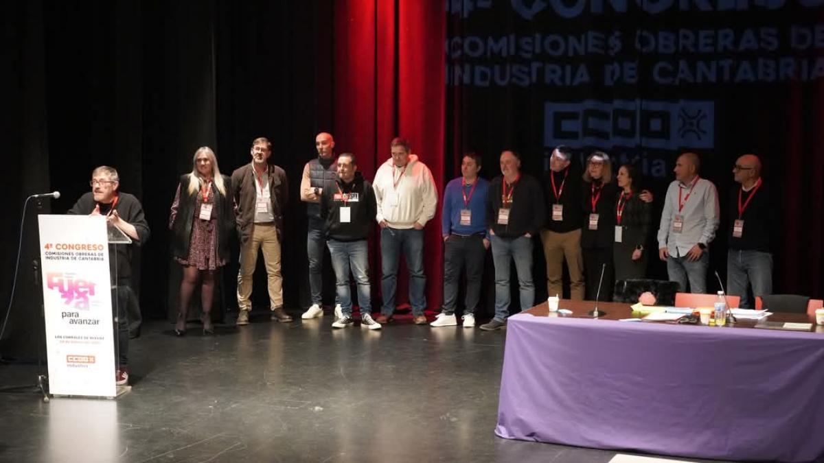 Equipo que result elegido en el 4 Congreso de CCOO de Industria de Cantabria