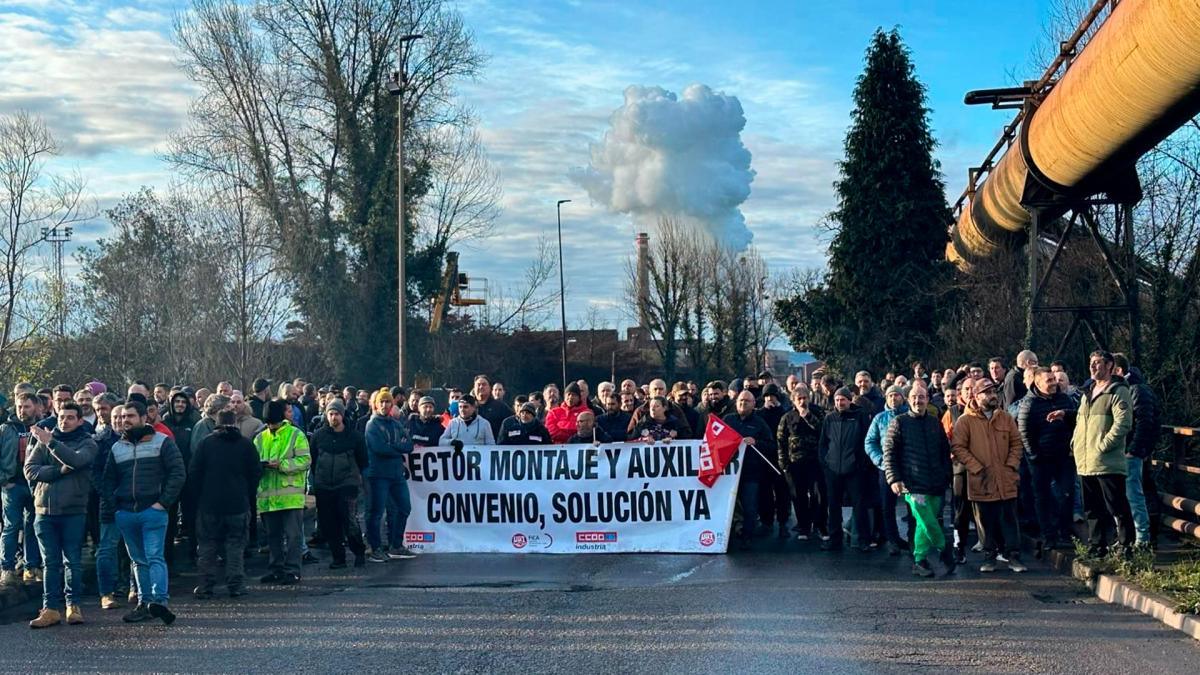 Primer día de huelga del sector de montaje asturiano