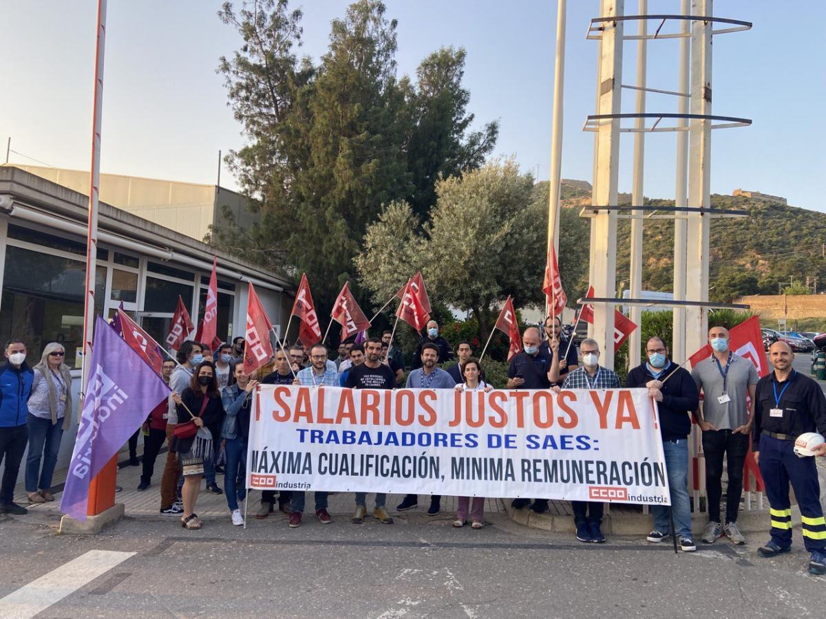 Movilización de la plantilla de SAES Cartagena en las puertas de Navantia 17/05/2022