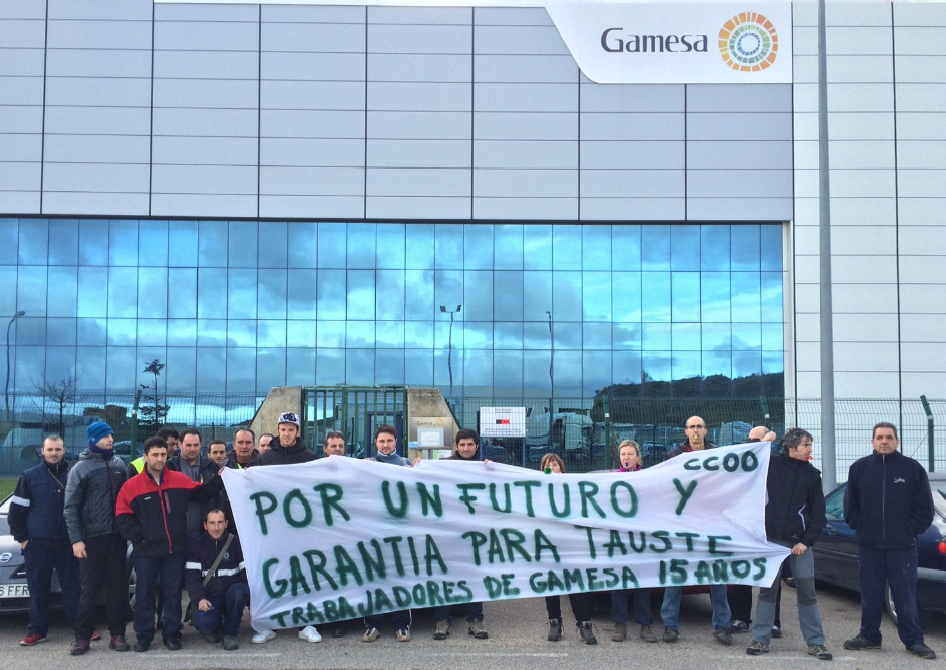 Concentracin de los trabajadores de Gamesa Tauste / Foto de archivo