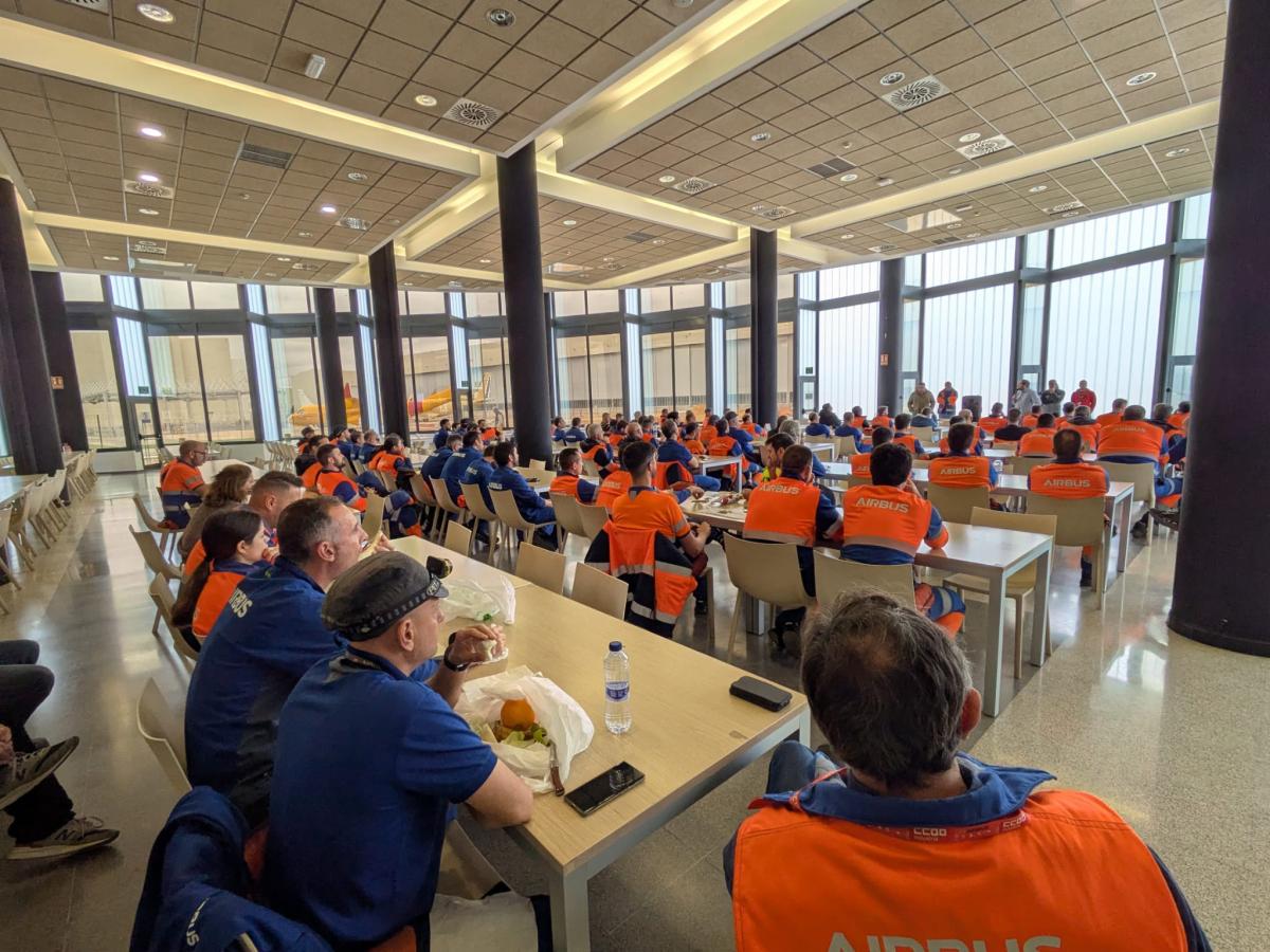 Asamblea con la afiliación a CCOO en Airbus San Pablo