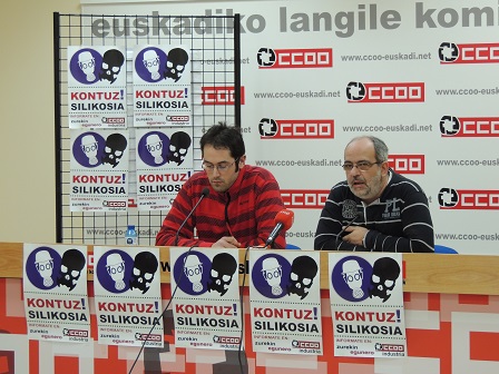 Rueda de prensa campaa preventiva silicosis Javi Gmez y Luis Mouliaa